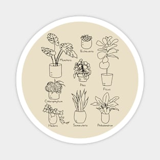 Hand Drawn Indoor Plants for Plant Lovers and Lovers of Cottage Core Magnet